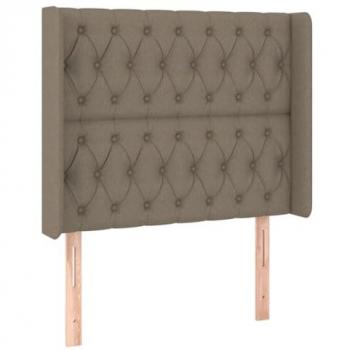 Cabecero con LED de tela gris taupe 103x16x118/128 cm