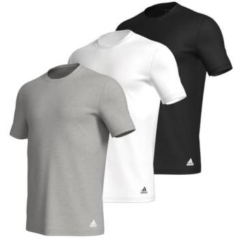 Camiseta adidas Active Core Cotton para hombre, pack de 3 unidades, cuello redondo, manga corta, colores gris, blanco y negro