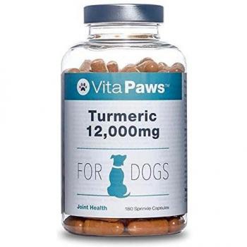 Curcumina 12,000mg para perros - Enriquecido con vitamina C y con extracto de pimienta negra para una mejor biodisponibilidad - 180 Cápsulas - VitaPaws