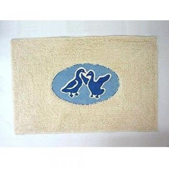 ALFOMBRA BAÑO RIZO ALGODON PATOS AZUL