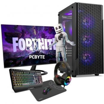 PC Completo Gaming AMD Ryzen 5 5500GT, 32GB DDR4, 2TB SSD NVMe, Radeon RX Vega 7, Windows 11, WiFi + Monitor 24 FullHD + Combo Gaming