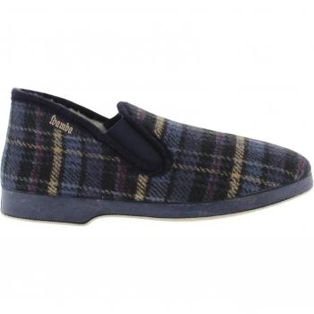 Zapatillas de casa Wamba Confortable a cuadros con interior de borreguito y elásticos laterales, Marca Calzados Victoria 202002