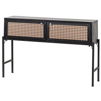 Consola de entrada Adda Home, Metal Rejilla, 120x30x80 cm, color negro/marrón, con espacio de almacenamiento adicional