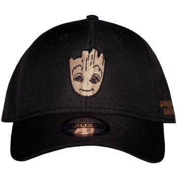 Groot - Gorro Ajustable con Bordado de Logo Oficial de Marvel, Color Negro, Tipo Snapback, Talla Única