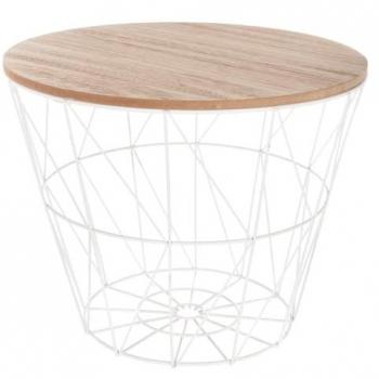 Mesa auxiliar de metal blanco 'Kumi' Ø38x30,5cm