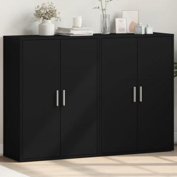 Aparador de 2 piezas en color negro, dimensiones 60x31x84 cm, fabricado en madera multicapa y madera de ingeniería