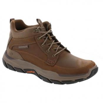 Skechers Respected Boswell Brown Lace-Up Boots for Men - Size 42