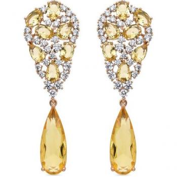 Pendientes Luxenter Dirio con Padparadscha acabados en oro amarillo de 18K