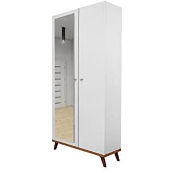 Armario Bedford B103 con bisagras, blanco, 190x90x35cm, 6 estantes