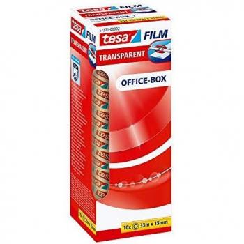 Cinta Adhesiva Transparente Tesa Tesafilm Office Box 15 mm x 33 m, Pack de 10 Rollos