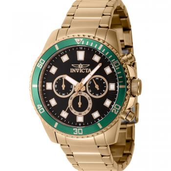 Reloj de pulsera Invicta Pro Diver 46055, correa color oro amarillo, dial latón negro, para hombre