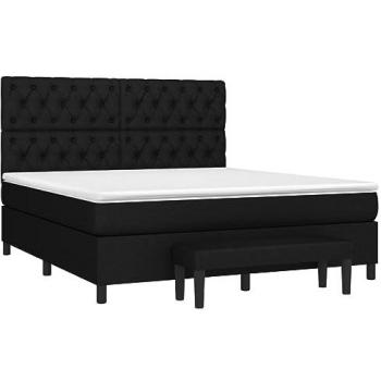 Cama box spring con colchón tela negro 160x200 cm
