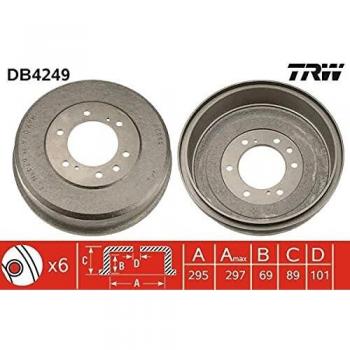 Tambor de freno TRW DB4249, tipo: tambor de freno, características: diseño optimizado para un rendimiento superior, fabricación con materiales de alta calidad para mayor durabilidad, compatible con múltiples modelos de vehículos, fácil instalación