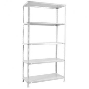 Estantería Metálica SimonRack de Almacenaje, 1800x1100x300 mm, 5 Baldas, Soporta 75 kg por balda, Color Blanco