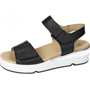 Sandalias de mujer Doctor Cutillas en color negro, de piel, con velcro, plantilla extraíble, transpirables, cómodas y ligeras, ideales para verano