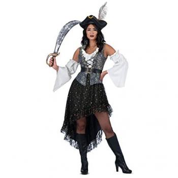 Disfraz de Pirata Tesoros para Mujer - Ideal para Carnavales y Fiestas de Disfraces, incluye vestido, sombrero, cinturón y mangas