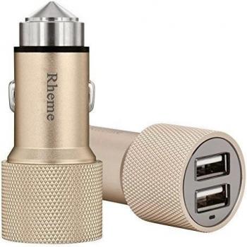 Rheme CX-007c 2 puertos USB 3,1 A 24 W Smart doble puerto USB cargador de coche portátil cargador de aluminio rápido cargador de coche para iPhone 6s/6 plus/6/5S, iPad, ipod, Samsung Galaxy, HTC, LG, Nokia, iPad, ipod, Motorola - oro
