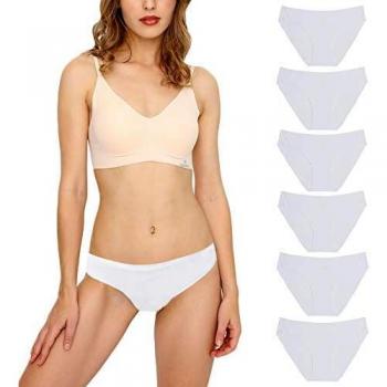 Bragas Mujer sin Costuras Invisible Señoras Braguitas Low Rise Suave Ligera Bikini Braguitas, Pack de 6 Blanco S