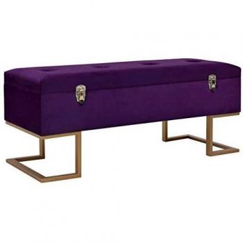 vidaXL Banco con Compartimento Terciopelo Cajonera Decoración Casa Hogar Almacenamiento Orden Asiento Armario Cajón Muebles Auxiliares 105 cm Morado