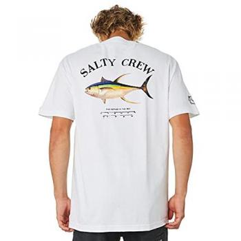 Salty Crew Ahi Mount Camiseta S/S blanca con diseño gráfico, 100% algodón, corte regular, manga corta