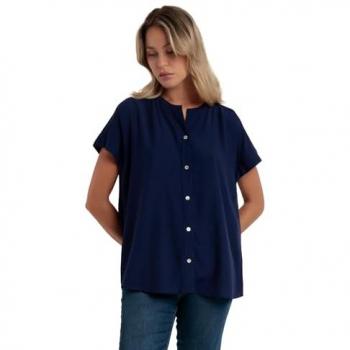 Camisa Casual de Viscosa para Mujer ADMAS Manga Corta Fluida Marino XL