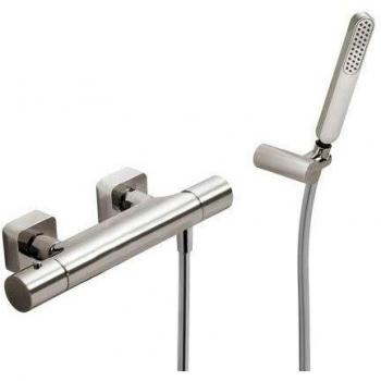Tres Griferia - Ducha Termostática Ducha De Mano Anticalcárea Con Soporte Orientable Y Flexo Satin