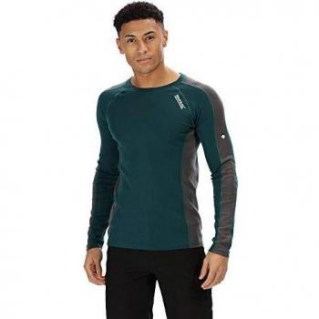 Regatta Beru - Capa Base de Lana de Merino para Hombre, Supersuave, Control de olores, Manga Larga, Capa Base Superior, Hombre, Capa de Base, RMU027 92Q95, Verde Azulado Profundo/imán, 3XL