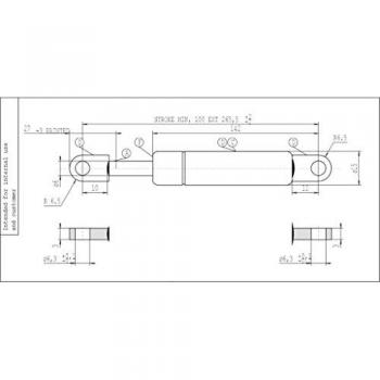 Resorte de gas universal STABILUS 082473 - Muelle neumático con sistema de amortiguación, capacidad de carga adaptable, longitud total de 500 mm, fuerza de compresión de 200 N, acabado en acero inoxidable y diseño