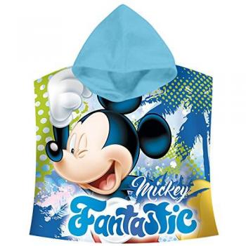 Kids Euroswan Poncho con Diseño Mickey, Algodón, Azul, 0.5x61x59 cm