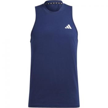 Camiseta de tirantes adidas training essentials azul hombre, características: diseño sin mangas, tejido ligero y transpirable, ajuste regular, tecnología que absorbe la humedad, logo de adidas en el pecho, disponible en talla XXL