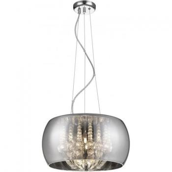 Lámpara colgante Deni Chrome 6 bombillas 25cm, cristal cromado, diseño moderno