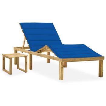 Tumbona de jardín con mesa de café, almohada y madera de pino impregnado