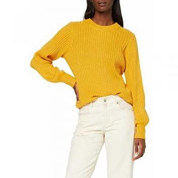 SELECTED FEMME Slfrianna LS X-mas Rib Knit O-Neck B suéter, Amarillo