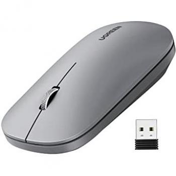 Ratón Inalámbrico Ugreen MU001 - Diseño Ergonómico Ultra Delgado, 4000 DPI, Conexión USB 2.4GHz, Color Gris