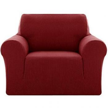 Deconovo Cubre de Sillón Funda para Sofá 1 Plaza Protector Elástica Vino Rojo