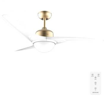 Ventilador de Techo Cecotec EnergySilence Aero 560 GoldWhite con Luz LED 18W, Mando a Distancia, Temporizador Programable, 3 Velocidades y Modo Invierno/Verano - Diá