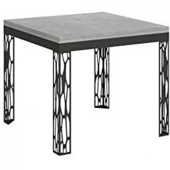 Mesa extensible Ghibli Libra 90x90/180 cm Cemento estructura Antracita