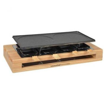 Raclette Kitchen Chef KCWOOD 8 MAXI 1500 W con Grill para 8 Personas y Acabado en Madera