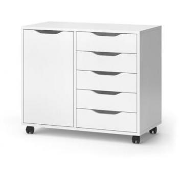 Aparador Otwin, Blanco, 78 x 61.5 cm con 5 cajones y 1 puerta Vicco