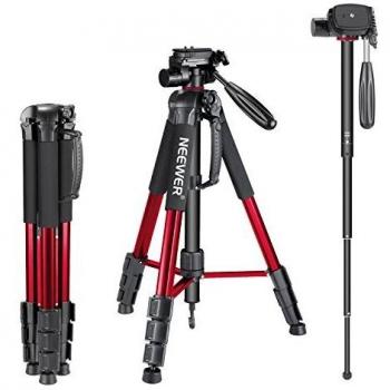 Neewer Trípode / Monopie Portátil Hecho de Aleación de Aluminio para Cámara con Cabezal Giratorio de 3 Vías Bolsa para Cámara DSLR Videocámaras de Vídeo DV 177cm Carga hasta 4kg