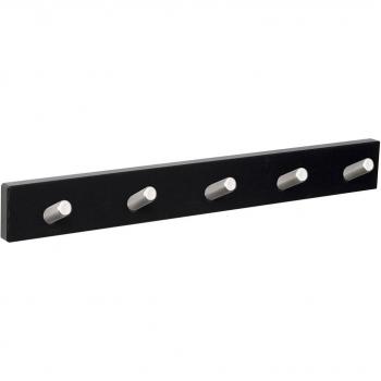Percha de Pared con 5 Pomos Inclinados de Madera Negra y Zamak