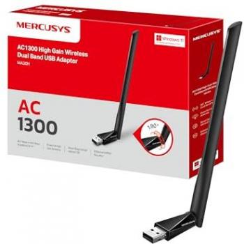 Adaptador Wi-Fi USB Dual Band AC1300 Mercusys MA30H con Antena para PC y Laptop