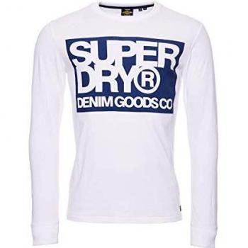 Superdry Hombre Camiseta Estampada de Manga Larga Denim Goods Co Óptico XL
