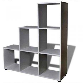 vidaXL Estantería para Libros Forma de Escalera 107 cm Blanca Estante Librería