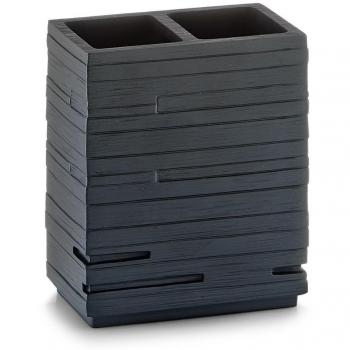 Zeller 18318 Porta Cepillos de Dientes, Poli Resina, Negro, 10.1x6.3x11.5 cm