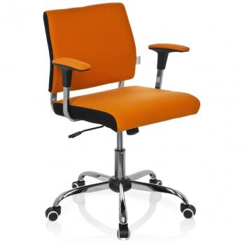 hjh OFFICE - 719120 silla de oficina AVIDA tejido naranja, muy cómoda, con apoyabrazos, base cromada, ajuste de altura, inclinable, silla giratoria, hermoso diseÃ±o, buen acabado, acolchado
