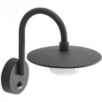 Aplique de exterior Lucande Zamalino con sensor, moderno, gris, hecho de aluminio, 1 llama, tipo GX53