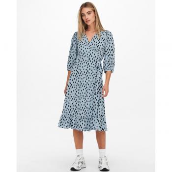 Only Vestido Olivia Wrap Midi Azul