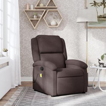 Sillón de masaje reclinable de tela marrón oscuro VidaXL