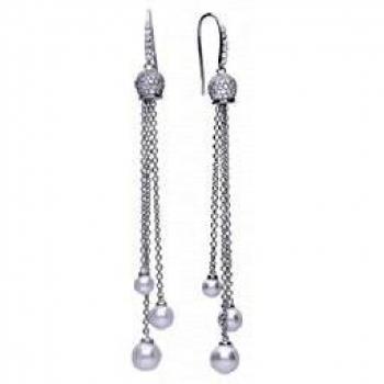 Pendientes DiamonFire largos de gancho con perlas y circonitas